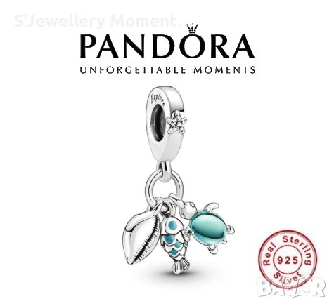 Талисман Пандора сребро 925 Pandora Fish, Sea Turtle & Conch Charm, снимка 1