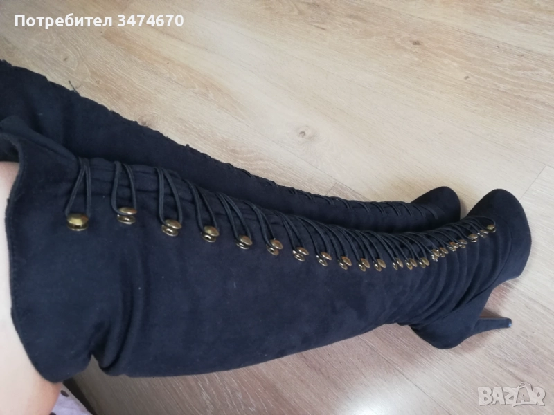 Дамски ботуши много високи (друга ръка, размер 38)., снимка 1