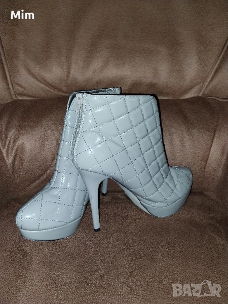 41 Лачени полуботушки с висок ток цвят капучино , снимка 1