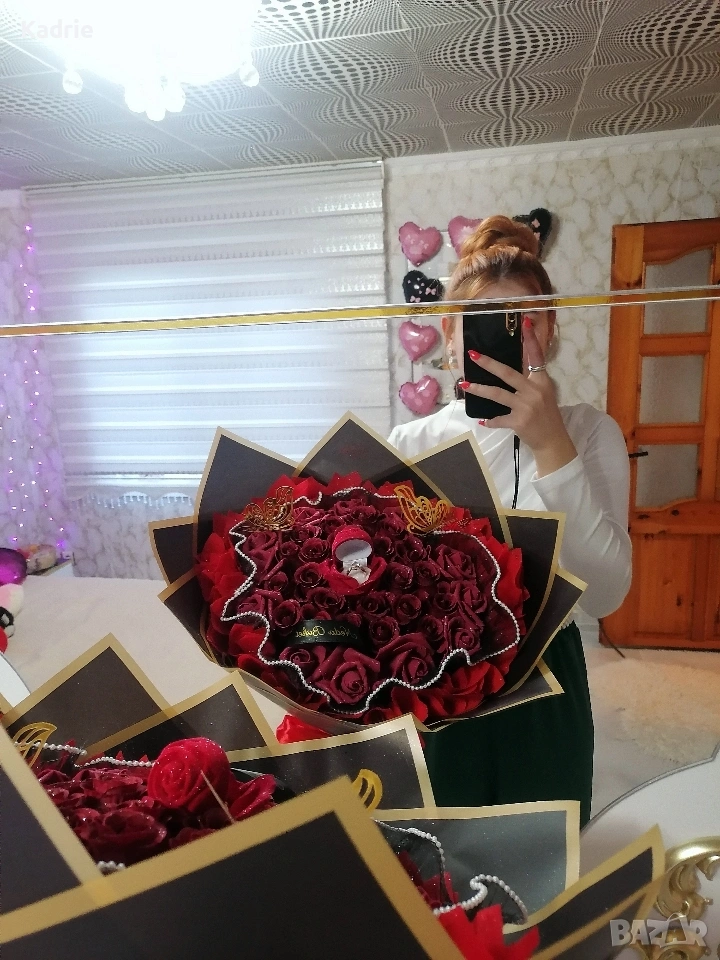 вечен букет с кутия за пръстен , снимка 1