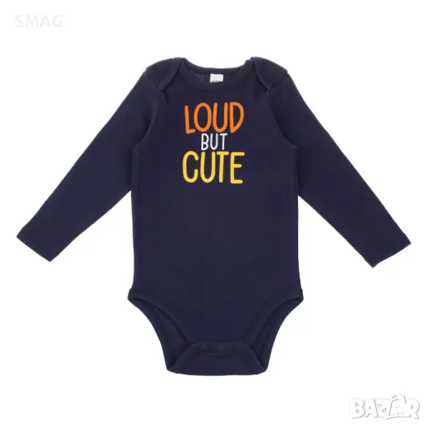Бебешко Памучно боди синьо Loud But Cute S_1245618, снимка 1