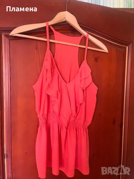 Оранжев летен потник с тънки презрамки с м , снимка 1