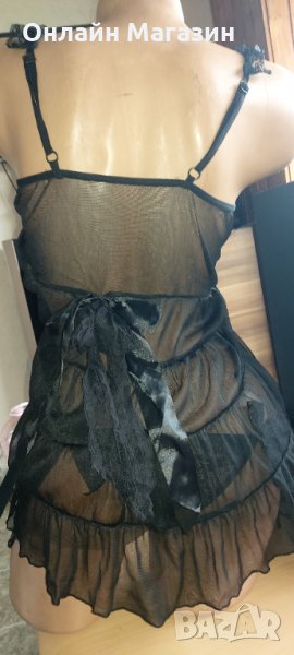 Нощничка с панделки+ прашка с панделки и жартиери 40-42м 42-44л  , снимка 1