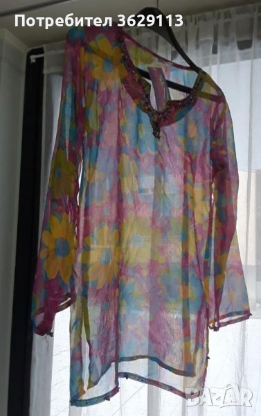 Две ефирни копринени блузи и рокля асиметрична. Цената е за 1 бр. 20 лв. Размер S, снимка 1