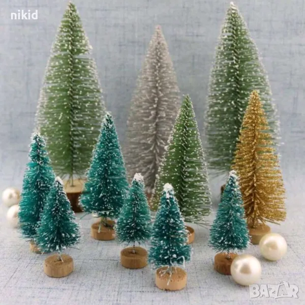 4-15 см декоративна изкуствена елха със сняг декорация украса торта маса и др, снимка 1