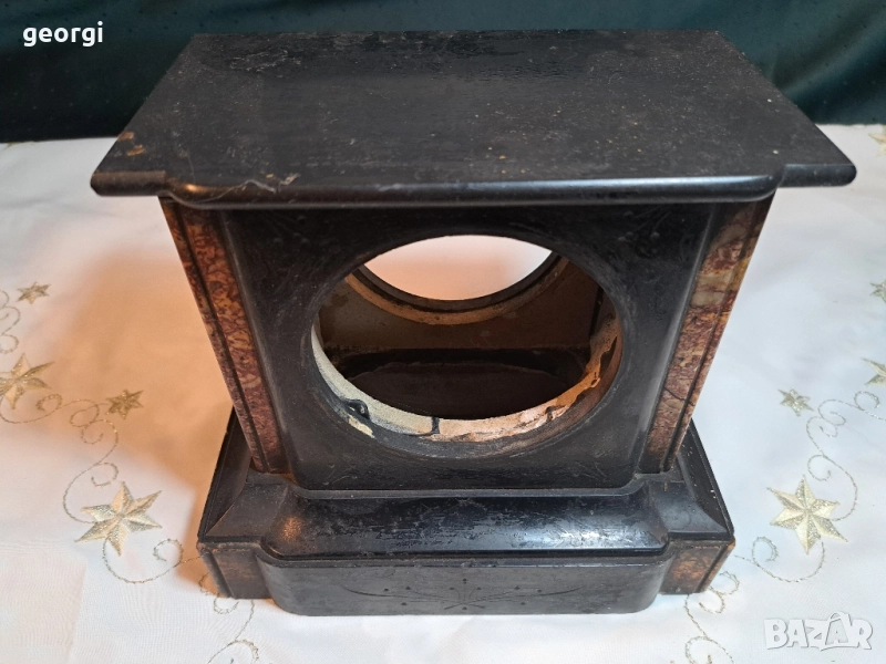 корпус от черен мрамор за каминен часовник , снимка 1