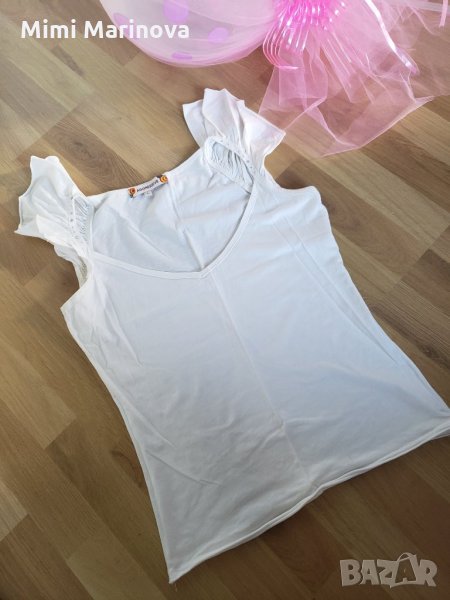 Бял топ с камъни, снимка 1