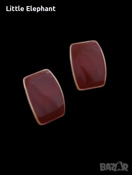 New trend сребърни обеци,"Gently burgundy",Gold/нови, снимка 1