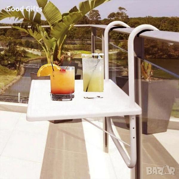 Луксозна закачаща се масичка за балкон и парапет, размери 51.5 х 39.0 см, снимка 1