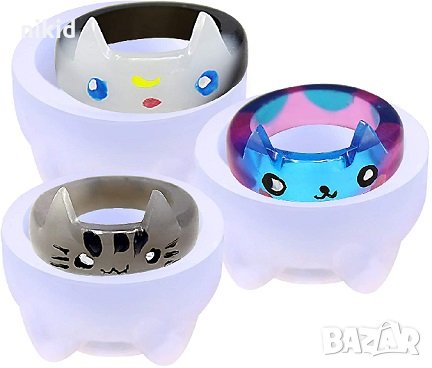 пръстен халка с котешки ушички силиконов молд форма смола шоколад фондан, снимка 1