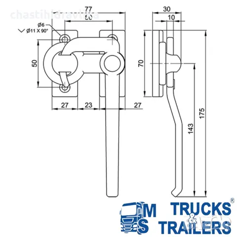 Поцинкована ключалка - лява 10350110L, снимка 2 - Части - 48331881