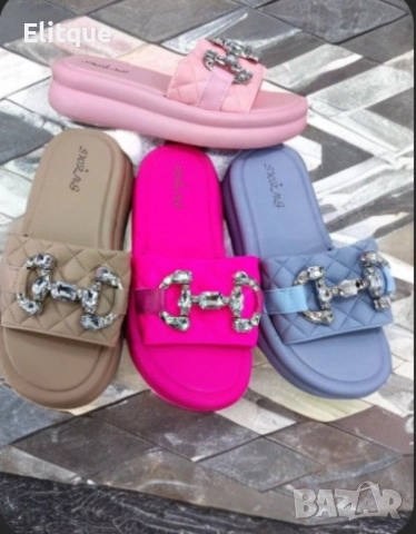 Брилянтен блясък, безупречен стил: Луксозни дамски чехли с уникални блестящи украшения., снимка 3 - Чехли - 52871958