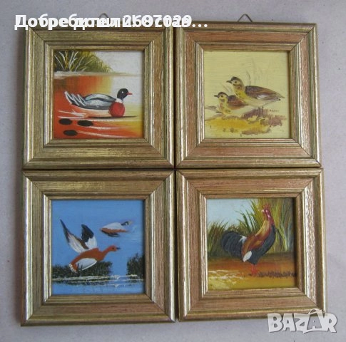  картини ГРАДСКИ ПЕЙЗАЖ - картина с дървена рамка, рози, птици, цветя, маслени бои, снимка 10 - Картини - 28955873