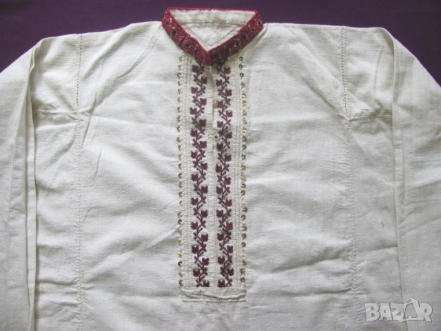 19 век Фолк Арт Мъжка Памучна Риза, снимка 2 - Антикварни и старинни предмети - 35194883