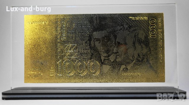 Златна банкнота 1000 Германски (Немски) марки в прозрачна стойка - Реплика, снимка 2 - Нумизматика и бонистика - 27074516