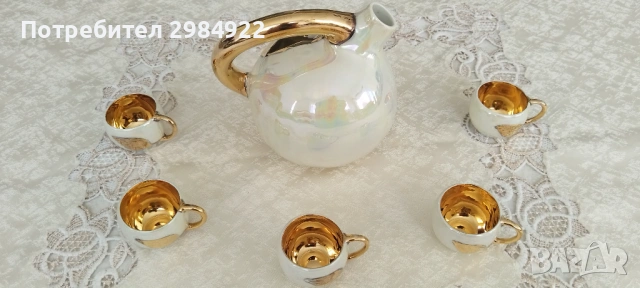 Комплект за ликьор седеф и позлата Императорски порцелан Франция, снимка 11 - Антикварни и старинни предмети - 53441719