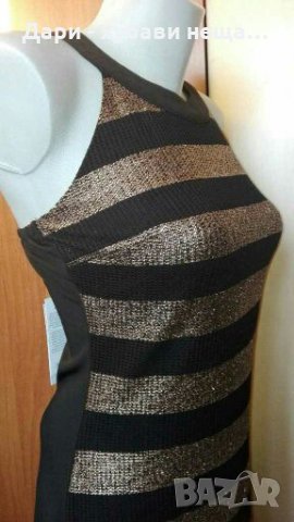 НОВА двупластова рокля, в черно и златисто ПРОМОЦИЯ🌷❤👗S,S/M,M🌷❤👗арт.1102, снимка 4 - Рокли - 32829527