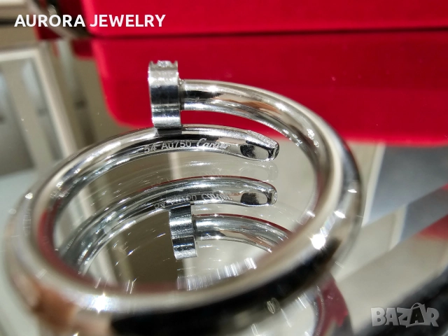 CARTIER Nail Juste un Clou Classic Silver Diamonds Пръстен Пирон, снимка 7 - Пръстени - 52905432