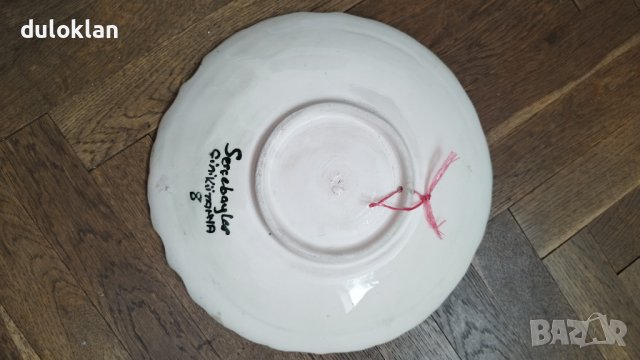 Голяма декоративна чиния,ръчна изработка със  забележителности на Кушадасъ Турция, снимка 4 - Антикварни и старинни предмети - 37265912