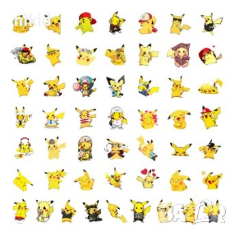 50 бр Пикачу от Покемон pokemon самозалепващи лепенки стикери за украса декор картонена торта , снимка 2 - Други - 43991952