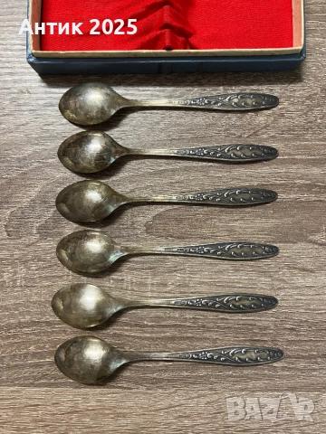 Комплект чаени лъжички в кутия (6 броя), снимка 5 - Антикварни и старинни предмети - 52409236