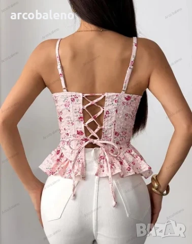 Дамски секси топ с връзки и гол гръб, 2цвята , снимка 3 - Корсети, бюстиета, топове - 50951515