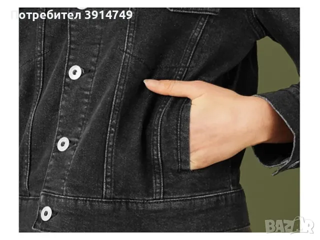НОВО дънково яке, черно, кройка тип риза, 4 джоба, много леко и удобно, 99% памук, снимка 8 - Якета - 50411165