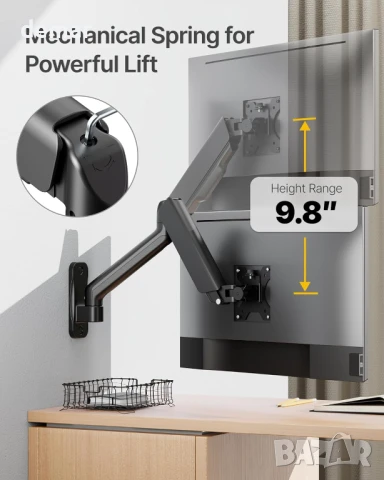 Стенна стойка за монитор monTEK за 17-32 инча плоски/извити екрани, снимка 4 - Други стоки за дома - 51317371