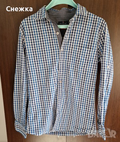 Мъжка риза бяло и синьо, снимка 1 - Ризи - 38337957