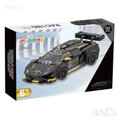 Комплект Конструктор Черни блокове за състезателна кола с 1 фигура (292 части) S_1241645