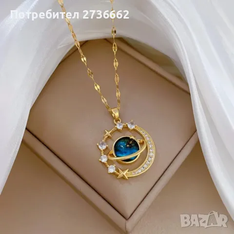 Позлатено Колие " Вселена " , снимка 3 - Колиета, медальони, синджири - 48813448