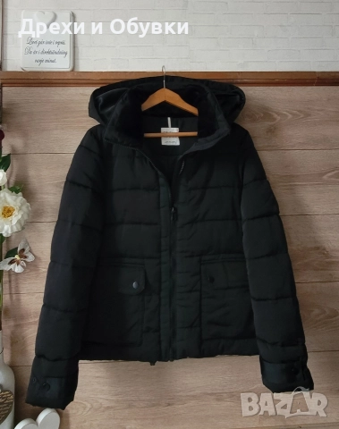 Черно зимно яке с качулка ZARA , снимка 9 - Якета - 52710163