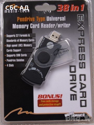 КАРТОЧЕТЕЦ MEDIA-TECH MT5006 MINI SD/MMC CARD READER 15 IN 1, снимка 2 - Чанти, стативи, аксесоари - 28275352