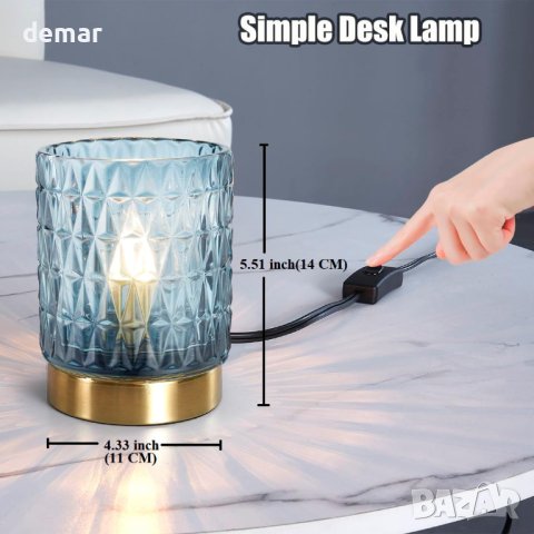 Настолна лампа LeeZM, за романтична атмосфера синя и сива, снимка 4 - Настолни лампи - 43107572