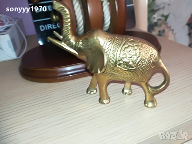 мед/месингово слонче-цвят злато 10х9х5см, снимка 5 - Колекции - 28726876