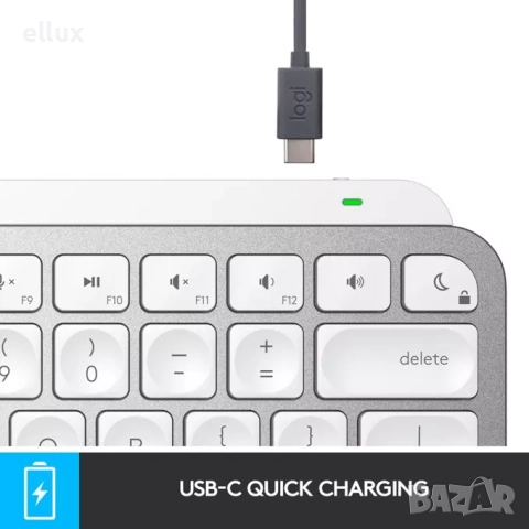 Безжична клавиатура Logitech MX Keys Mini For MAC 920-010526, Bluetooth, US, PALE GREY, снимка 4 - Клавиатури и мишки - 45651430