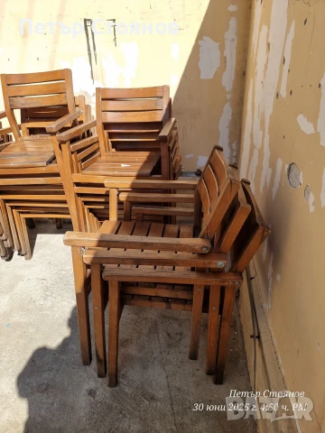 Масивни Дървени Столове, снимка 4 - Градински мебели, декорация  - 50850896