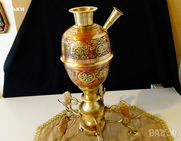 Бронзово наргиле 3.2 кг,клетъчен емайл. , снимка 7 - Антикварни и старинни предмети - 26905624