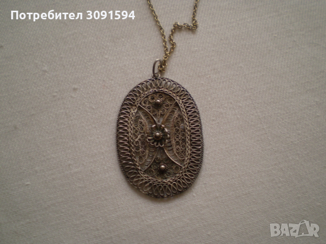 Ретро медальон филигран, снимка 3 - Антикварни и старинни предмети - 36526675