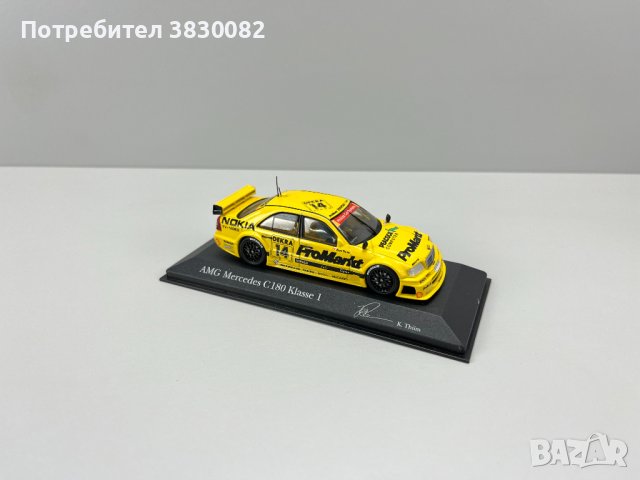 Mercedes Benz AMG C180 Klasse 1 метална количка макет 1:43 Minichamps DTM 1994, снимка 4 - Колекции - 43822060