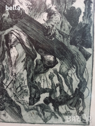 Оригинална графика  1960–1980 г.Тема: Военна сцена / битка / човешка драма, снимка 4 - Антикварни и старинни предмети - 52043422