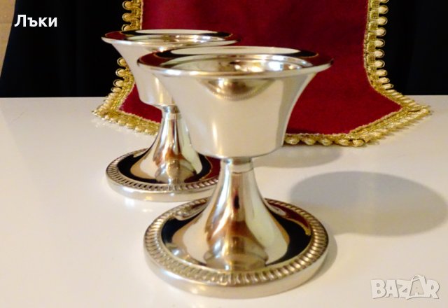 Посребрен бокал,масивен 8 см. , снимка 3 - Антикварни и старинни предмети - 33148030