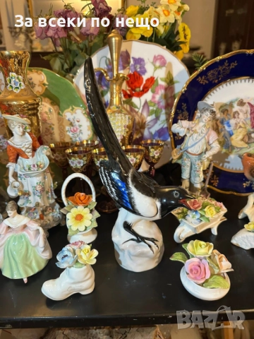 Ломоносов “ЛФЗ” СССР от около 1858г., прекрасна птица мисля “Сврака”, “Врана” или “Сойка” Код P1751