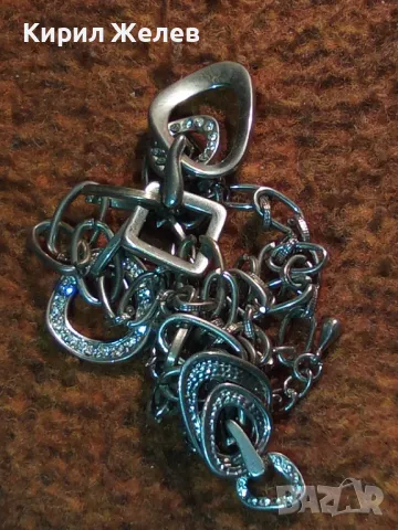 ШИКОЗНО ПОСРЕБРЕНО ФЕШЪН АРТ КОЛИЕ ОГЪРЛИЦА с ФАСЕТИРАНИ ЦИРКОНИ 47370, снимка 9 - Колиета, медальони, синджири - 47298467