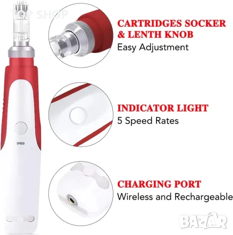 Дерма пен, уред за микроиглена мезотерепия TBPHP  DG02, снимка 4 - Маши за коса - 48667304