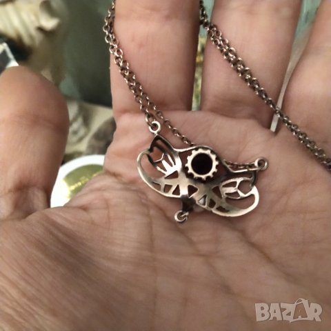 Авторска стара огърлица ,сребро ,позлата ,рубин ,перла НАМАЛЕНИЕ , снимка 3 - Колиета, медальони, синджири - 38830827