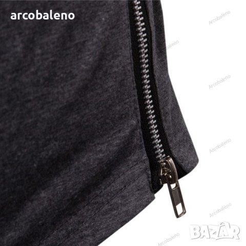 Мъжка еластична тениска с дълъг ръкав с маска и качулка, 2цвята, снимка 7 - Тениски - 39827265