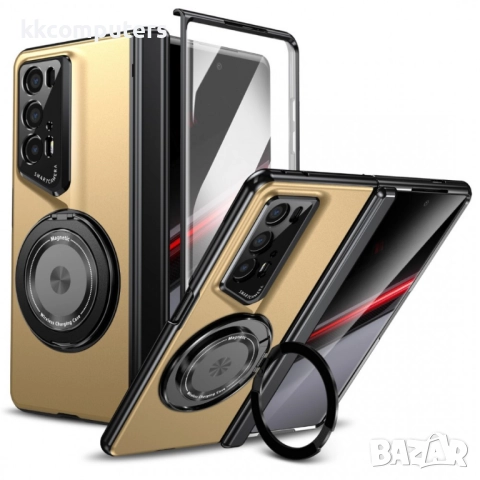 Honor Magic V2 RSR Porsche Design Gold Medal калъф с въртящ се пръстен – черен / червен / златист / , снимка 4 - Калъфи, кейсове - 52066000