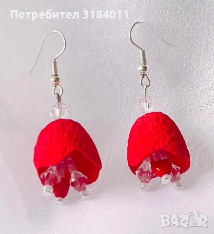 Обеци и колиета в червено и бяло, снимка 10 - Колиета, медальони, синджири - 53604416