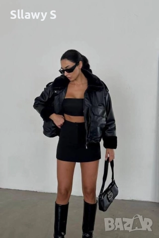 Кожено бомбер яке, снимка 4 - Якета - 52563918